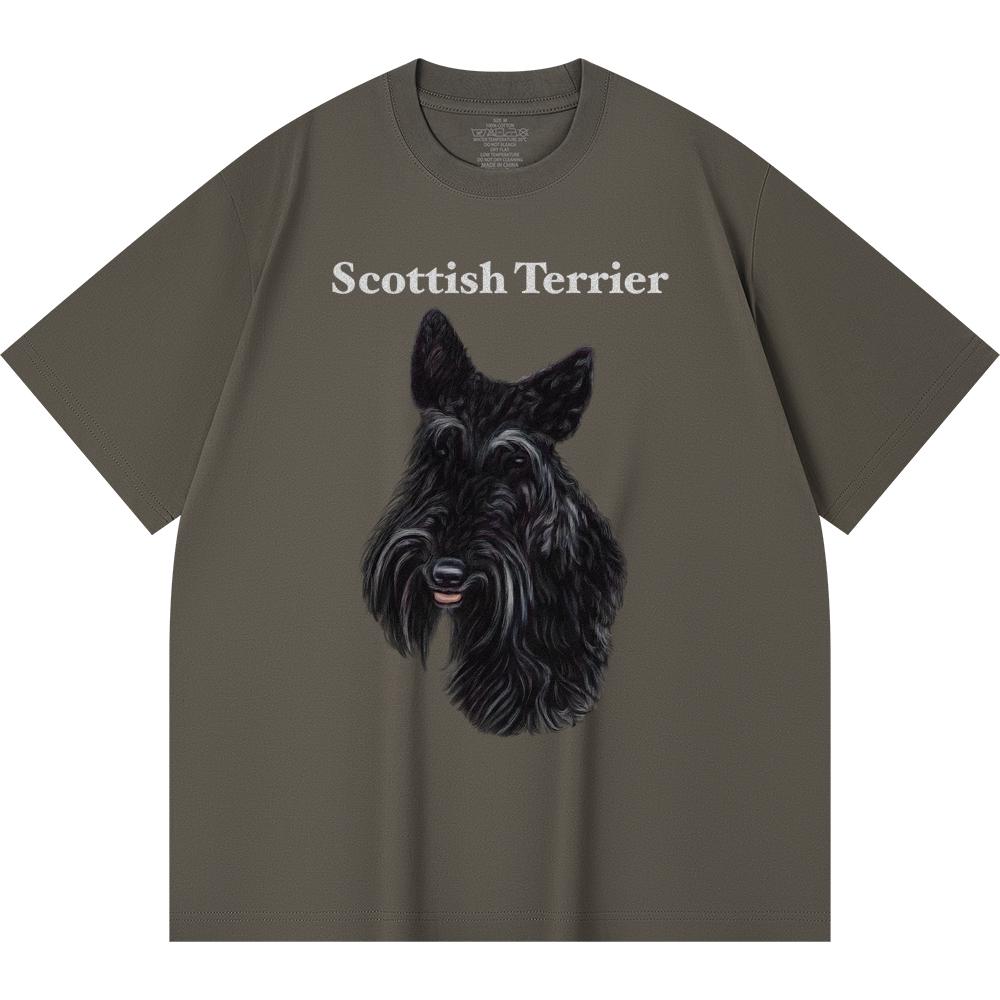 Футболка из 100% хлопка плотностью 230 г/м2 с принтом шотландского терьера, забавная футболка из чесаного хлопка в стиле Харадзюку
