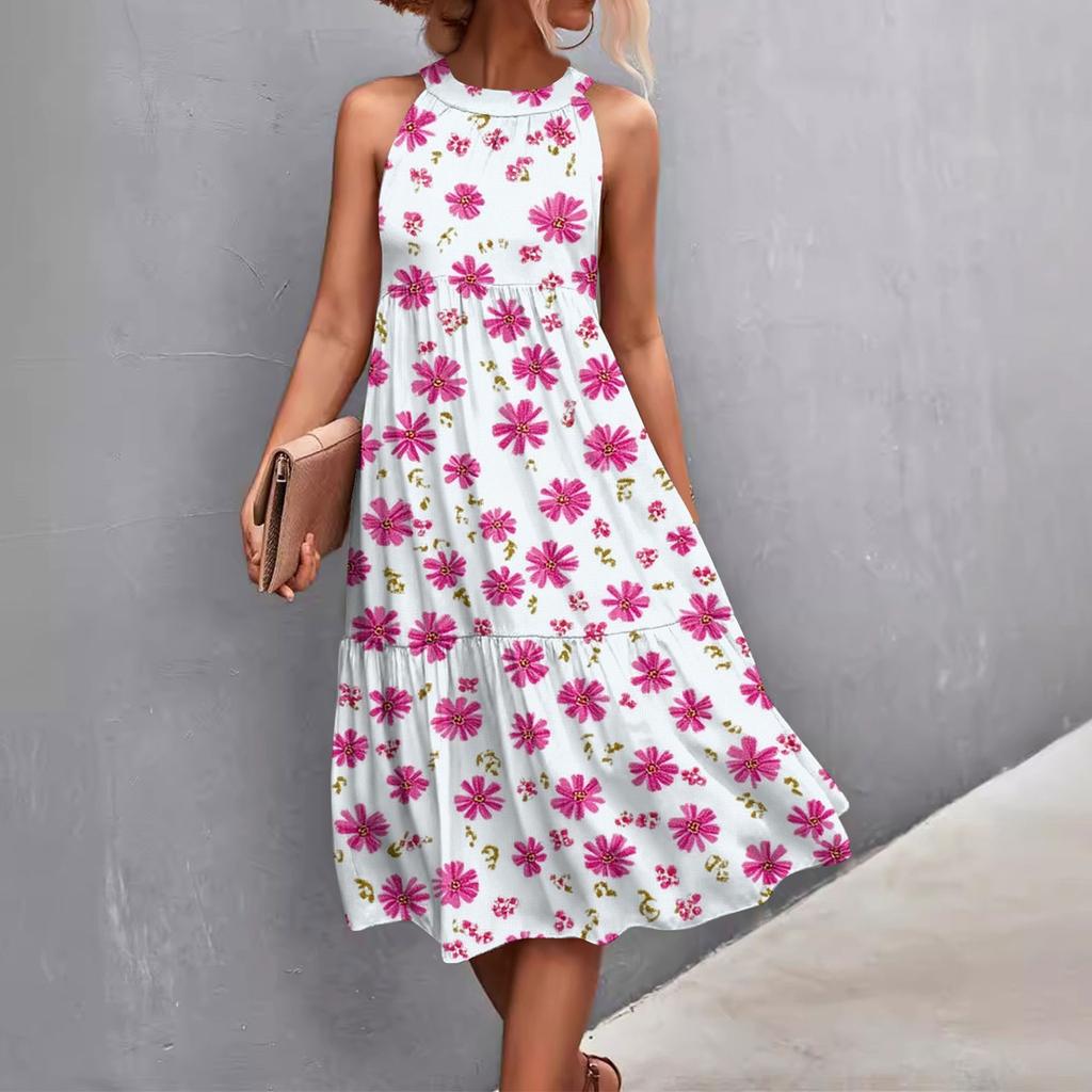 Женские летние платья без рукавов с принтом ко Дню святого Валентина, свободные, повседневные, с висячим вырезом, пляжные платья