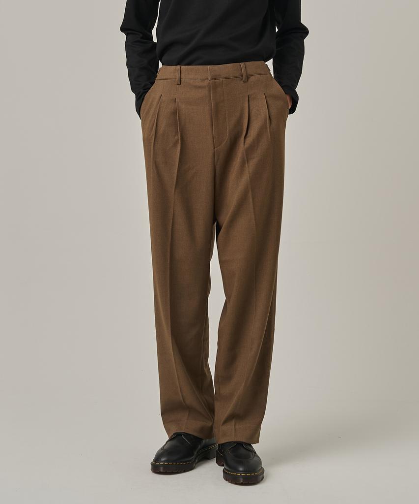ANALOG MOOD Double-Pleat Wide Winter Slacks (Brown)