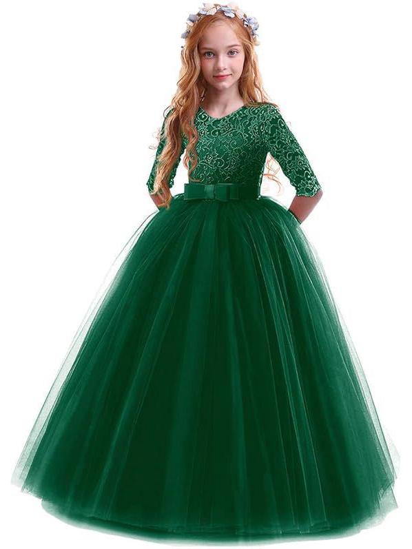 Платье для девочки, трансграничное, с бантом, пышной юбкой, для девочки-цветочницы на свадьбу и вечеринки