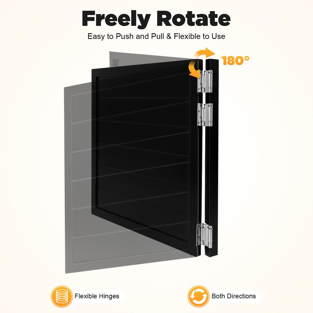 Черная Современная Распашная Дверь из Массива Дерева - 90x90см Дверь-Перегородка для Входа на Веранду, Открывание на 180°, Панель Толщиной 35мм с 3 Пружинными Петлями