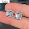 CAOSHI Modern Fashion Stud Earrings for Women Dazzling Square Zirconia Jewelry for Engagement Trendy Bridal Wedding Accessories