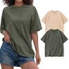 2PC Unisex T-shirt Casual Loose Solid Color Round Neck Pullover Short Sleeve T-shirt Top
