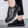 Модная мужская обувь Spring Board, новая повседневная обувь, студенческая модная мужская кожаная обувь, мужские водонепроницаемые низкие черные ботинки на платформе