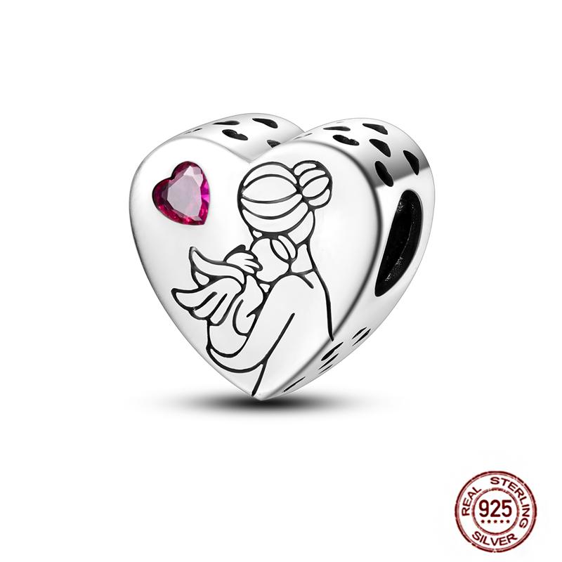 Медные Шармы Большая Любовь Мама Семья Сестра Розовое Сердце Тюльпан Бусины Ча Подходят для Оригинального Браслета Сделай Сам Ювелирный Подарок на День Матери