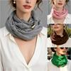 French Style Magnetic Buckle Scarf Magnet Clasp Silk Scarf Elegant Neck Scarf  Autumn