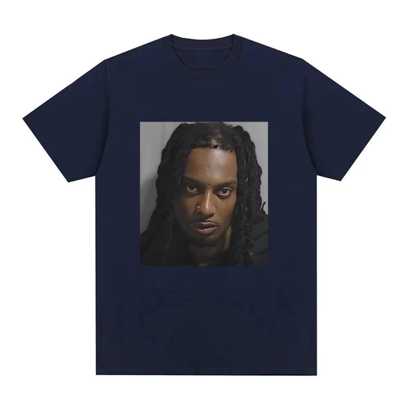 Мужская футболка с графическим принтом-фотороботом рэпера Playboi Carti, модная, винтажная, в стиле хип-хоп, повседневная, хлопковая, с коротким рукавом, оверсайз