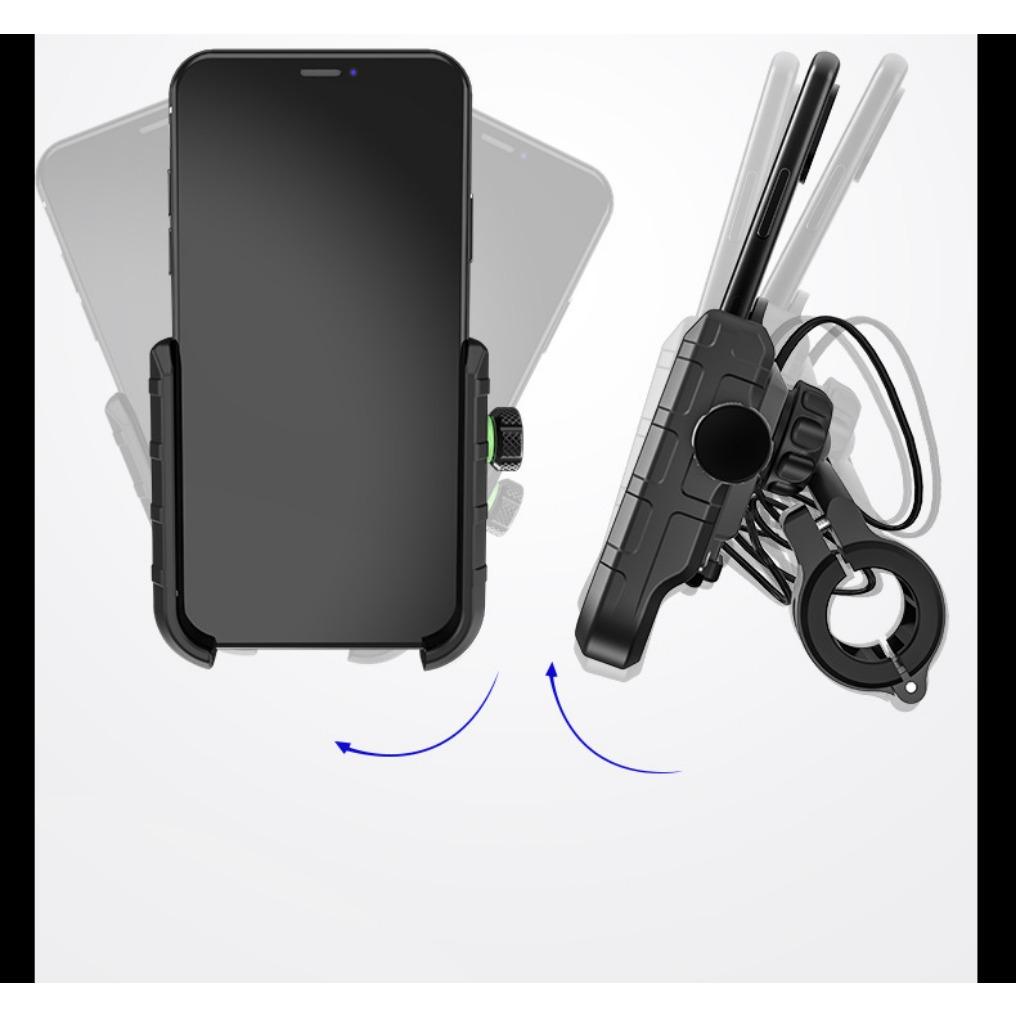 Держатель для телефона на мотоцикл, зарядное устройство, разъем USB/QC 3.0 с выключателем, водонепроницаемый на 360°, зарядное устройство USB, алюминиевый руль/зеркало для просмотра телефонов с диагональю 3,5–6 дюймов
