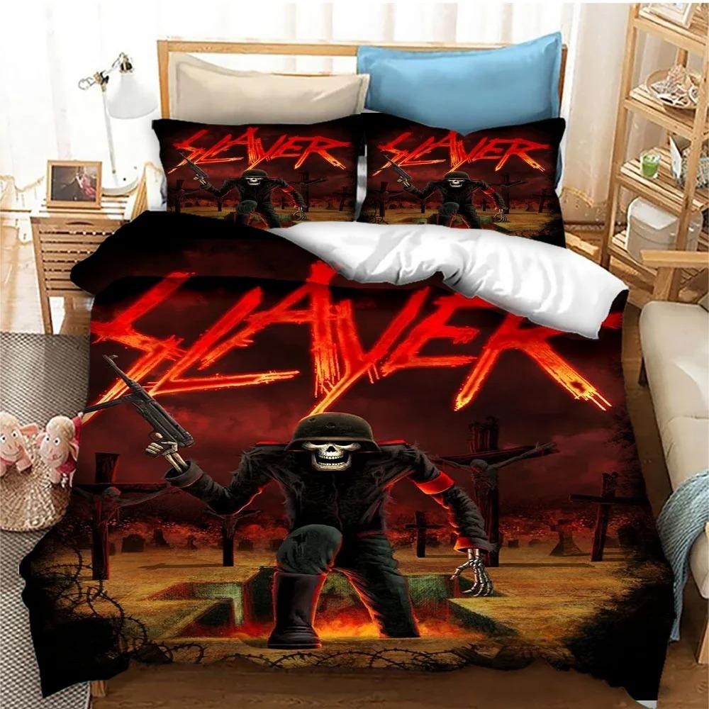 Slayer Heavy Metal Band Music Comforter Bedding Set,Duvet Cover Bed Set Quilt Cover Pillowcase,king Queen Size Bedding Set Kids