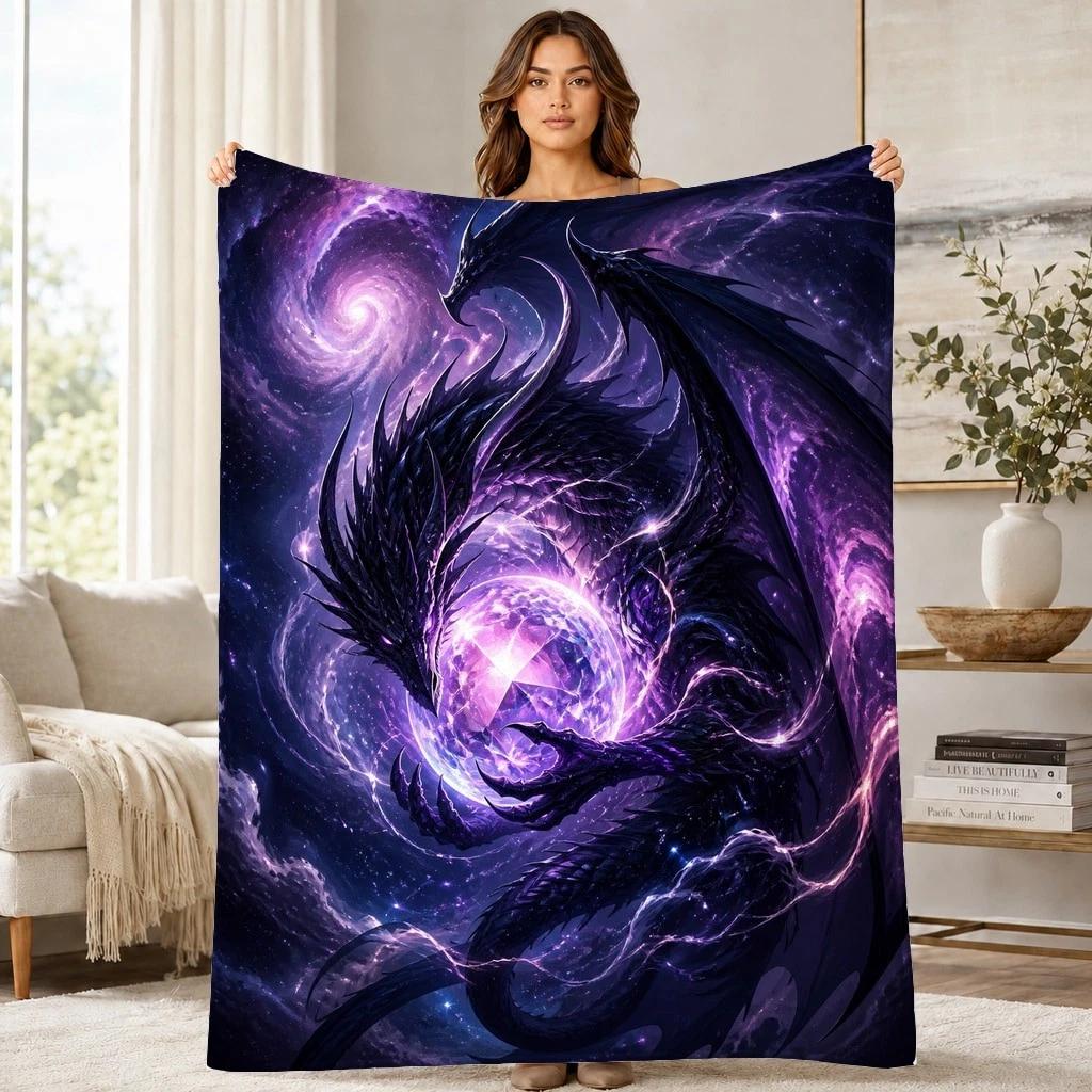Dragon With Crystal Orb Coral Fleece Blanket