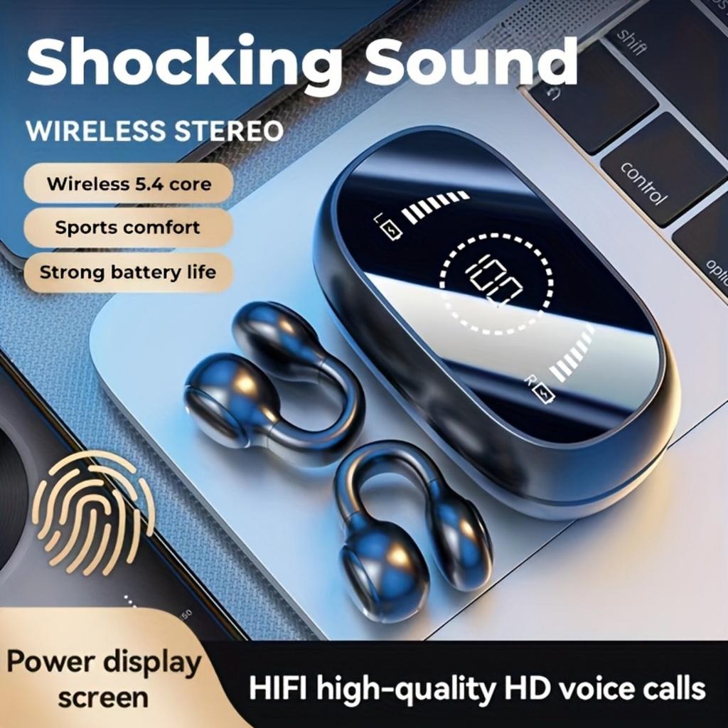 CLIP-ON HEADSET: Mini Wireless Headphones with Universal Mobile Phone Control and Voice Health Features, Compatible with All Smartphones