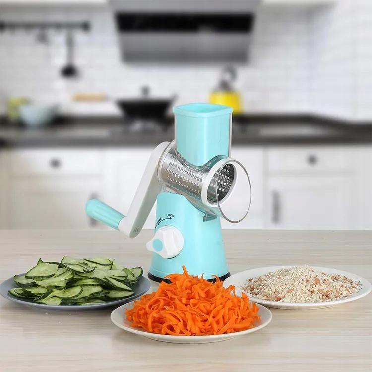 Manual Rotary Shredder With Graters For Vegetables, Cheese, Potatoes, 3 Inserts