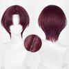 Hayato Suo Cosplay Wig Anime Short Dark Brown Red Heat Resistant Synthetic Hair Halloween Party Wigs + Wig Cap
