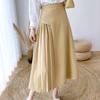 Простая нерегулярная однотонная драпированная плиссированная юбка, женская весенняя темпераментная пригородная юбка трапециевидной формы с высокой талией средней длины