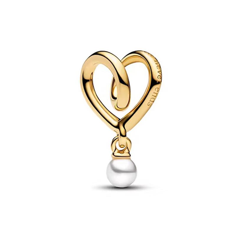 NEW DIY Gold Plated Pearl Eternity Circle Cupid Heart Family Tree Dangle Charm Beads for Original Silver Bracelet Jewelry