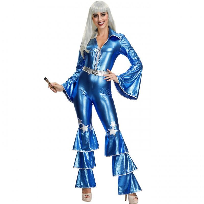 M-XL Halloween Disco Jumpsuit 70s Retro Party Outfit Female Singer Nightclub Performance