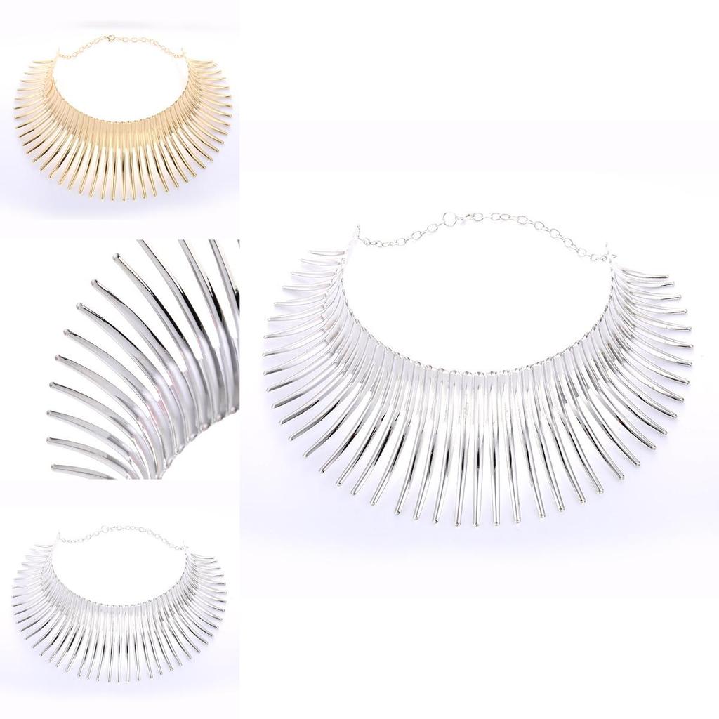 Fashion Solid Color Curved Design Women Metal Necklace Collar For Trendy Outfit