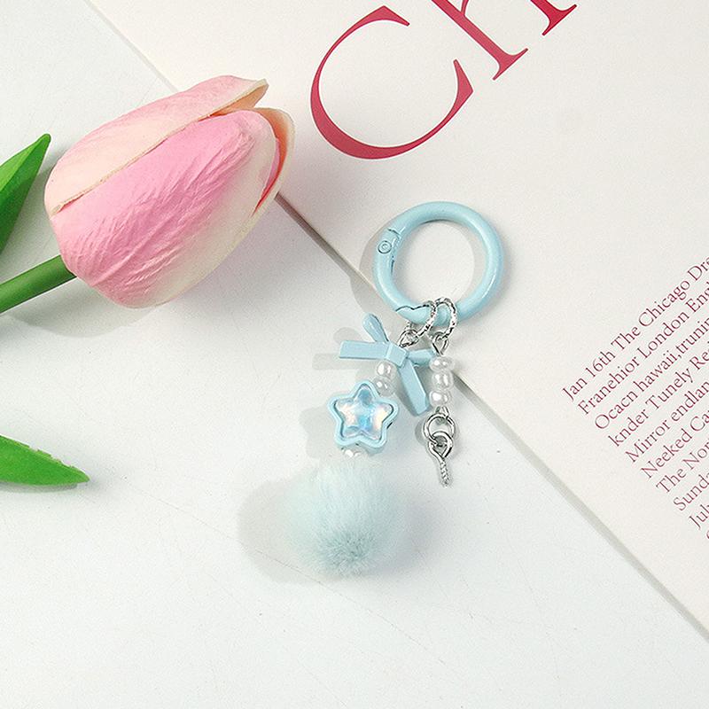 Sweet Bow Star Beaded Keychain Kawaii Pendant For Women Girls Versatile Exquisite Backpack Decoration Accessories Gifts