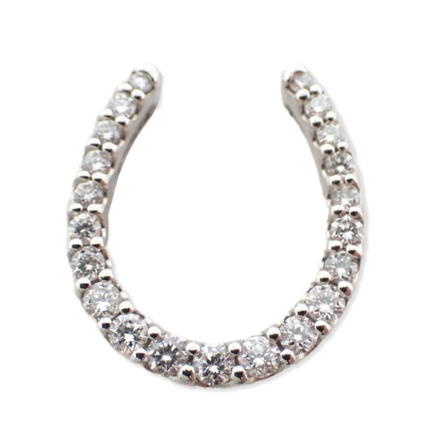 [Used] Pt900 Diamond Horseshoe Pendant Top / J59-6