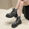 2024 Новые модные цветные женские сапоги, удобные, с круглым носком, на шнуровке, на среднем каблуке, модные сапоги для весны и осени