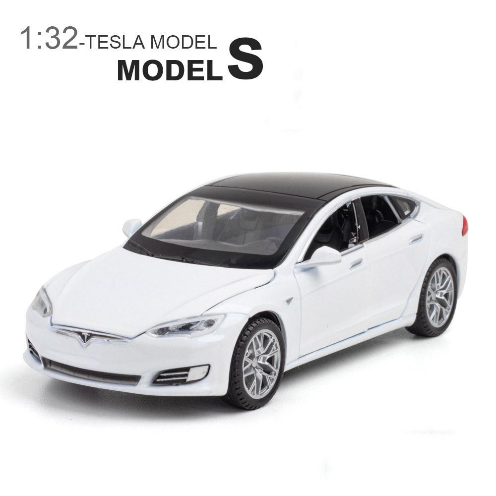 1:32 Tesla Model S, модель автомобиля из сплава, литая под давлением металлическая игрушечная машина, модель автомобиля с высокой имитацией звука и света, коллекция для детей