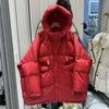 Зимняя пуховая куртка женская средней длины с капюшоном большого размера свободная толстая куртка