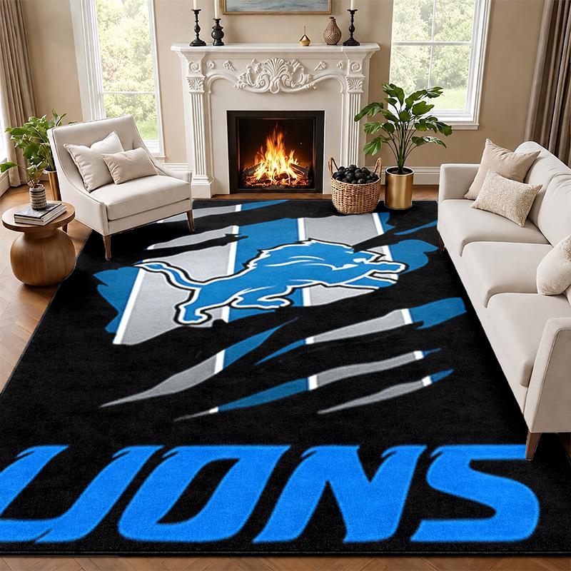 Detroit Lions Carpet Door Mat for Living Room or Bedroom Protective Mat Under Chair Office Decoration Christmas Gift Birthday Present