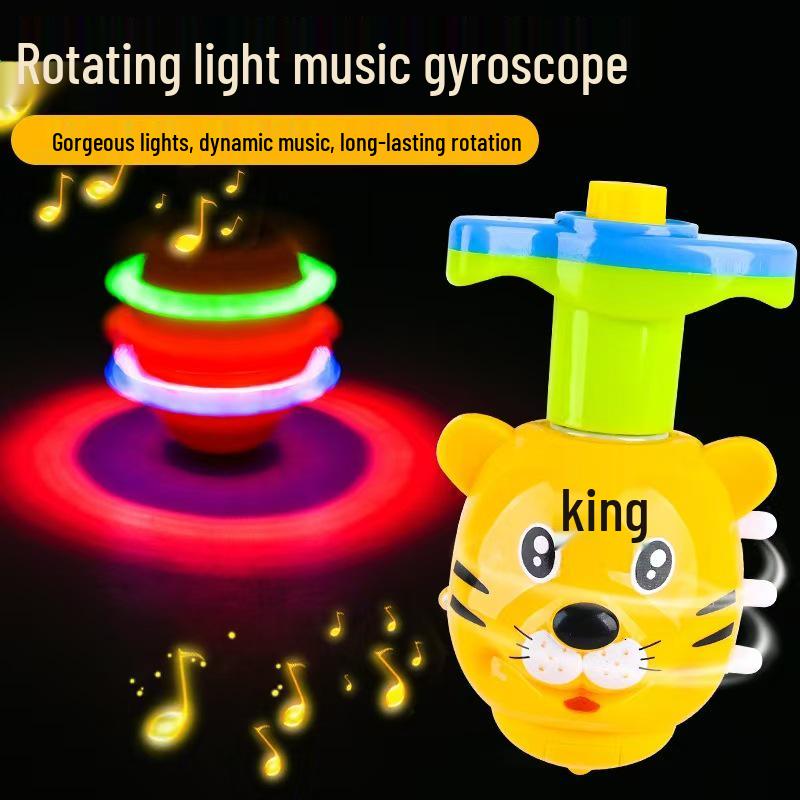 Children's Light-Up Musical Rotating UFO Toy with Cartoon Features