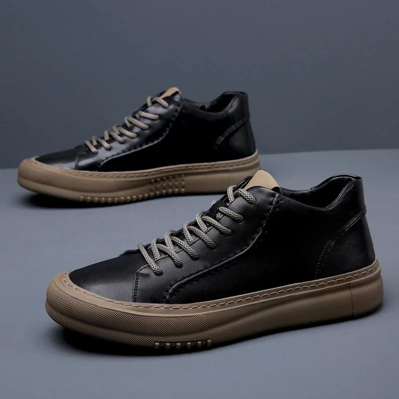 Кроссовки из натуральной кожи, классические повседневные роскошные мужские туфли в стиле ретро, уличные туфли высокого качества, новые мужские туфли-оксфорды на шнуровке для мужчин