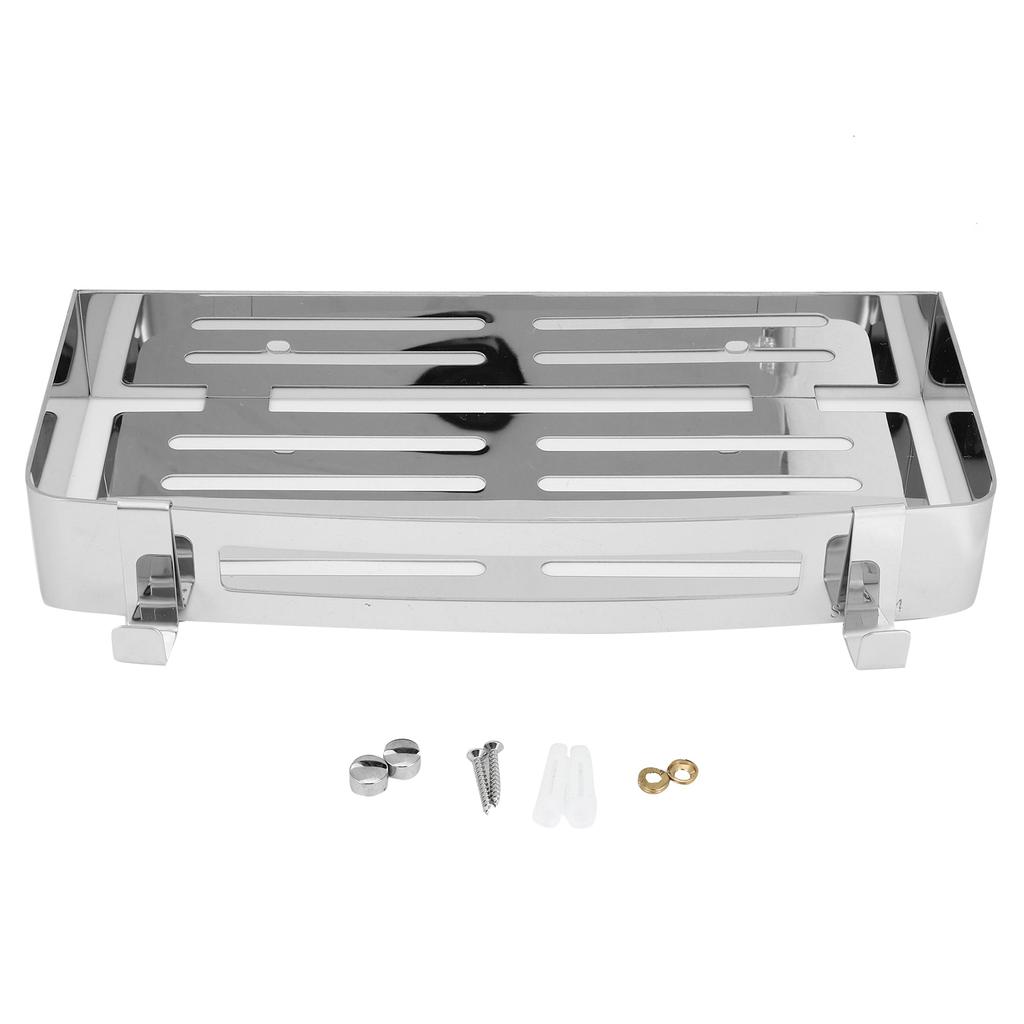 Stainless Steel Wall Mounted Hollow Shelf Bathroom Shampoo Storage Basket Rack Organizer