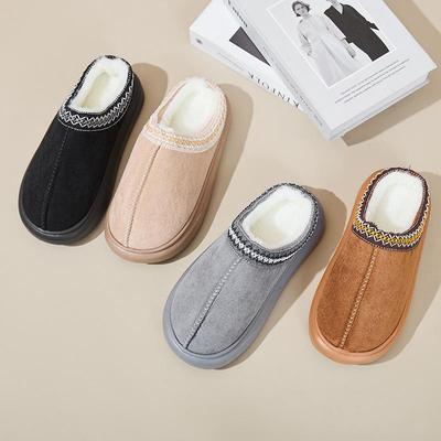 Этнические пушистые тапочки-баотоу: Теплая, на толстой подошве хлопковая обувь для мужчин и женщин