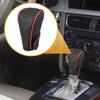 Partuto 1pc Universal Car Shift Knob Cover - Car Knob Gear Sticky Protector Decoration - For Leather Black Red