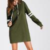 Women's Contrasting Color Long Sleeve Hooded Pocket Pullover Hooded Dress