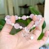 Original Design 12mm Natural Rose Quartz Peach Blossom Star Beaded Bracelet