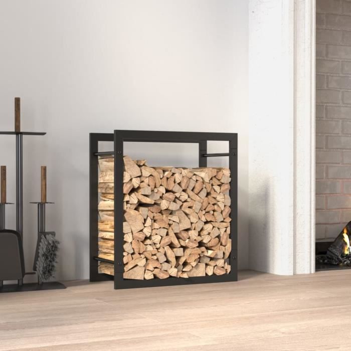 VidaXL Firewood Rack Matte Black 50x28x56 Cm Steel 350304