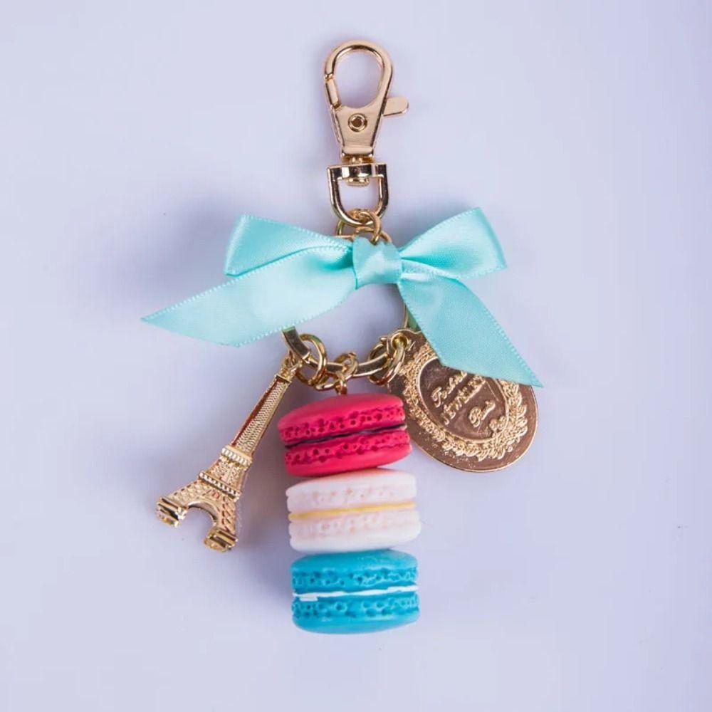 Gold Color Eiffel Tower Key Chains Zinc Zinc Alloy Bowknot Macaron Key Ring  Car Key Ring