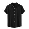 Мужская повседневная однобортная однобортная рубашка с короткими рукавами и однотонным воротником