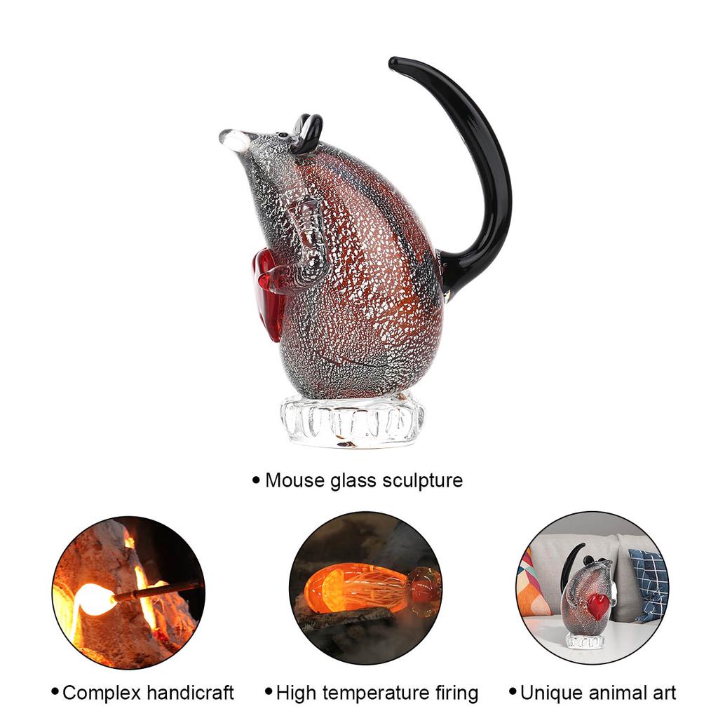 Tooarts Стеклянная скульптура мыши, стеклянный орнамент ручной работы, скульптура животного, домашний декор, подарок, ремесло
