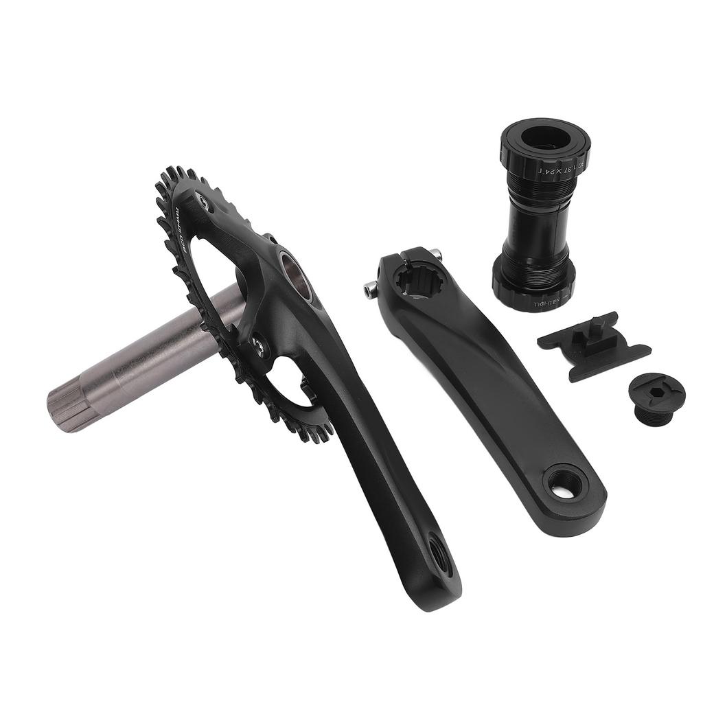Kids Cycle Crankset with Bottom Bracket Hollow Integrated BCD104mm 34T Aluminum Alloy Cycle Chainring Crank Arm Set
