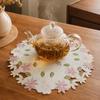 Fabric Placemat, with Hollow Embroidery Round Coasters, Foldable Protection from Heat Stains And Scratches Table Mat for Kitchen