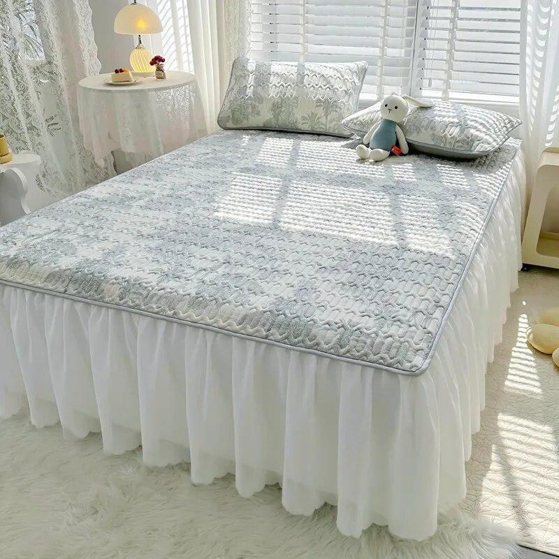 Летний комплект прохладных простыней из латекса, благоприятный для кожи, моющийся, кондиционер, юбка-кровать, нескользящие защитные чехлы для матраса