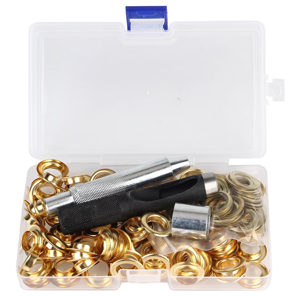 100 шт. 12 мм металлическая пряжка Air Eyelet Corns Tarpaulin Ring Buckle Copper eyelet 3 установочных инструмента 1 набор с коробкой