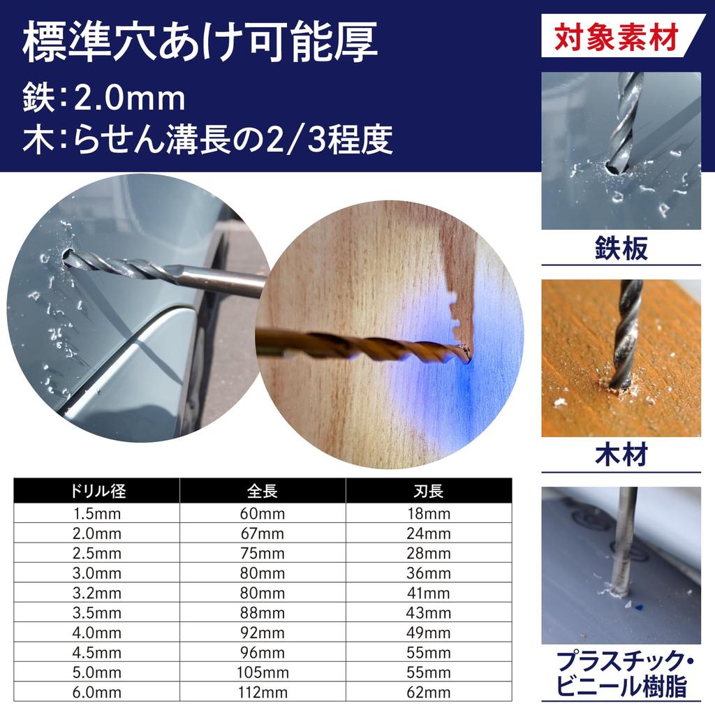 Набор сверл PowerSpirit PSDL1, шестигранный, для деревообработки, металла, набор из 10 шт.