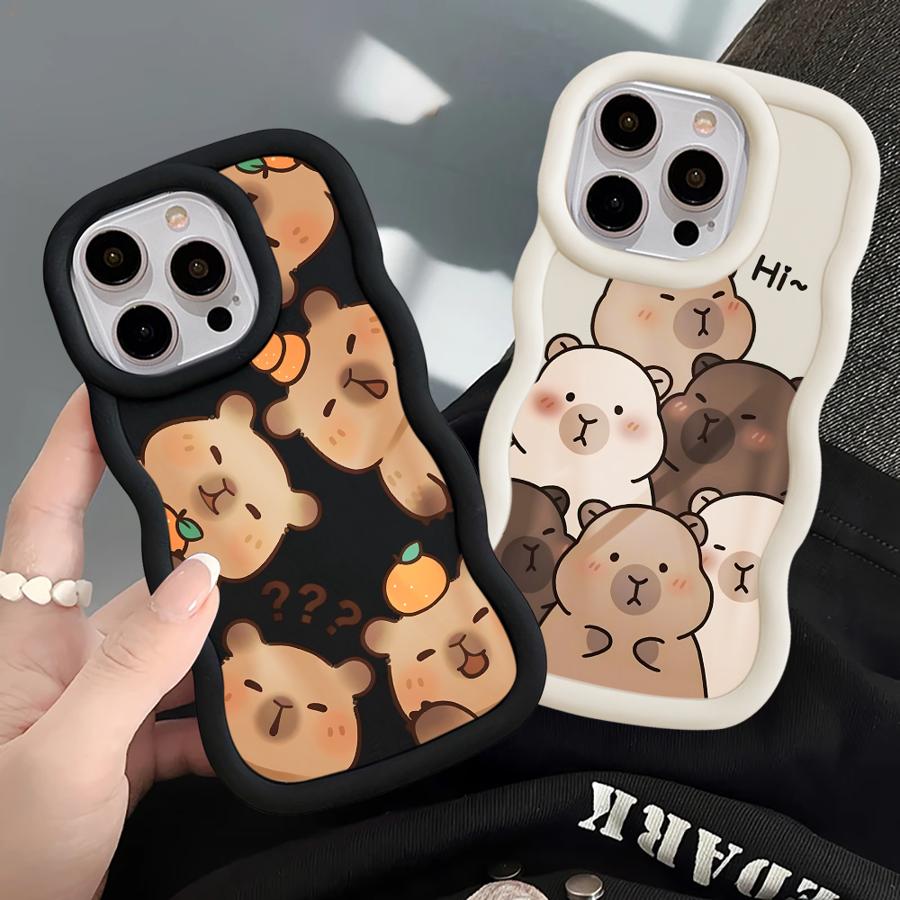 Чехол для iPhone 11 12 15 Plus 17 Air 14 16 Pro Max 13 XR 8 Мягкий чехол для телефона Капибара Милый