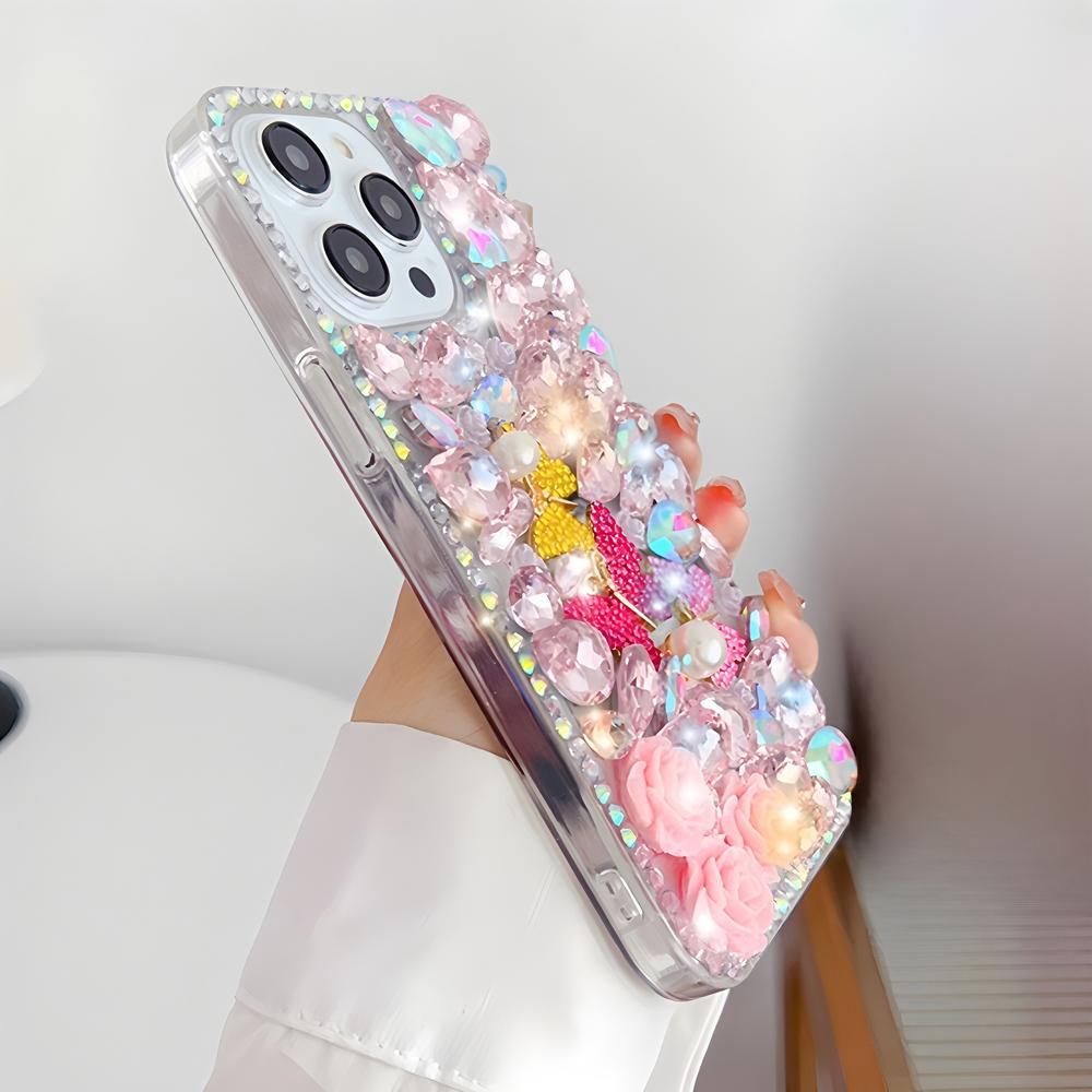 Чехол для телефона с блестками, стразами, бабочкой и розой для OPPO Realme 14 Pro Plus 14X 14T 13 12 Lite 4G 5G