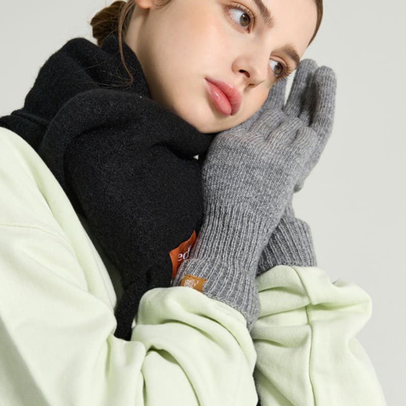 RECLOW RECLOW Однотонные Длинные Перчатки Серые