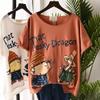 Summer Plus Size T-shirt Women's Short-sleeved Loose Casual Cartoon Printed Short-sleeved