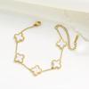 18K Gold Plated Bracelet Gold/White/Black Clover Bracelet Set for Women Four Leaf Lucky Bracelets Jewelry Gifts for Women