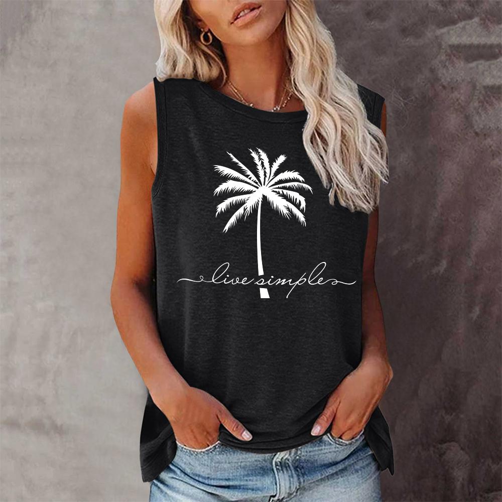 Seeyoushy Coconut Printing 2023 Новая летняя мода в стиле Харадзюку с круглым вырезом женская футболка без рукавов футболка Camisetas блузка