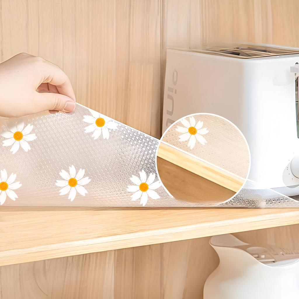 Plastic Flower Shelf Liner Roll Waterproof Dustproof Non-slip Kitchen Cabinet Mat Pad Moisture-proof Refrigerator Table Pad